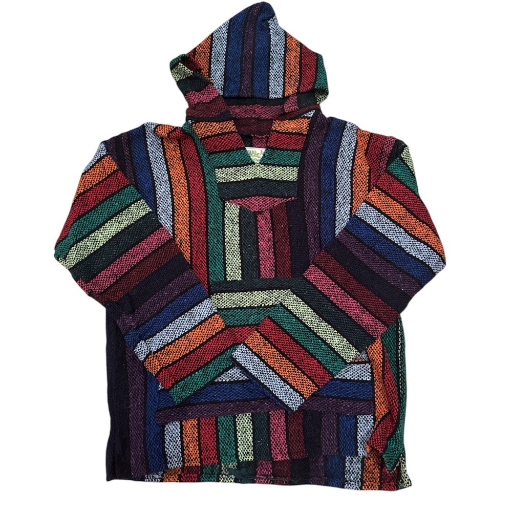 Iguana Jack by Earth Ragz Unisex Rainbow Striped Hoodie Pullover Size M